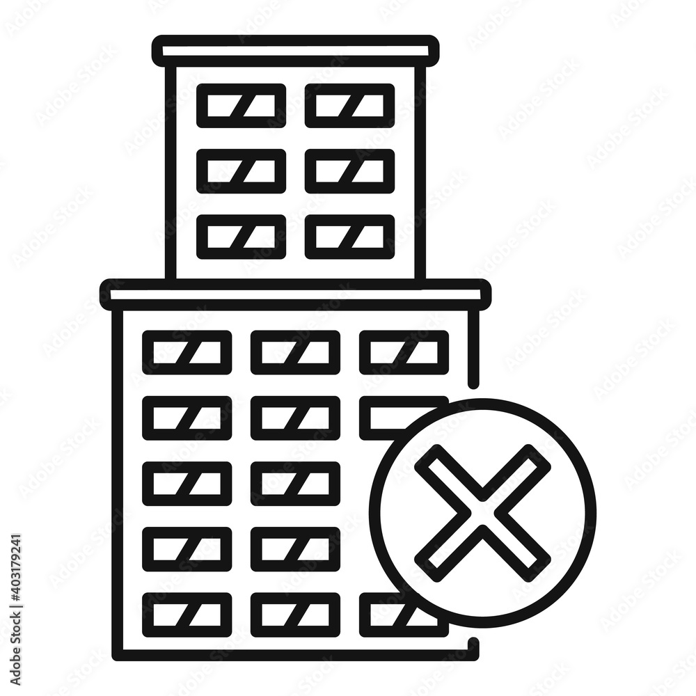 Poster demolition building icon. outline demolition building vector icon for web design isolated on white b