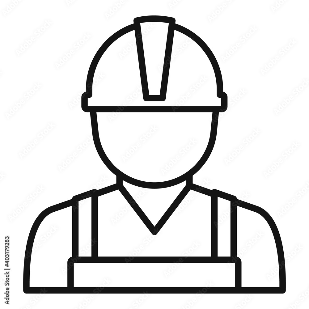 Poster demolition worker icon. outline demolition worker vector icon for web design isolated on white backg