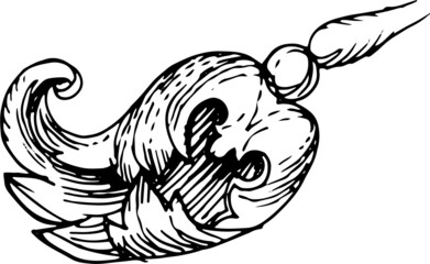 Acanthus leaf, Victorian style, Baroque, curls, corners. Graphic hand-drawn vector illustration. print, textiles, paper. Ink, line, engraving patern
