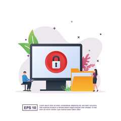 Illustration concept of data protection with a padlock and folder.