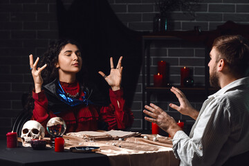 Clairvoyant telling client his future