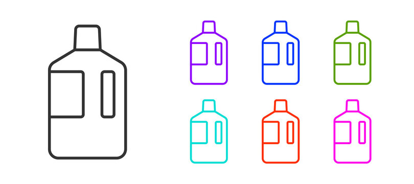 Black line Big bottle with clean water icon isolated on white background. Plastic container for the cooler. Set icons colorful. Vector Illustration.