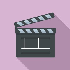 Video clapper icon. Flat illustration of video clapper vector icon for web design