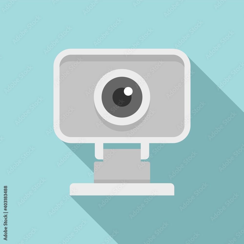 Poster web camera icon. flat illustration of web camera vector icon for web design