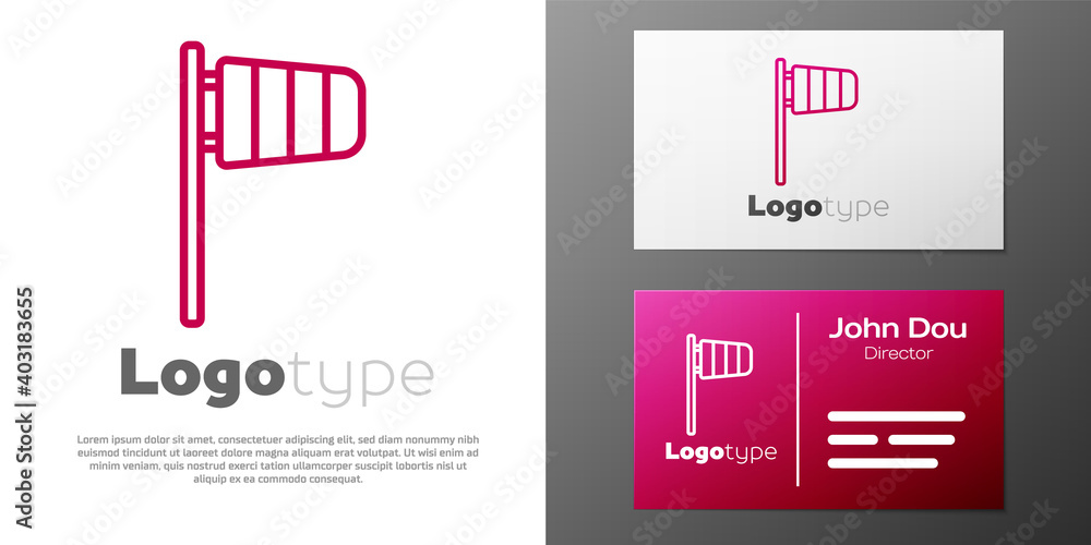 Aufkleber logotype line cone meteorology windsock wind vane icon isolated on white background. windsock indica