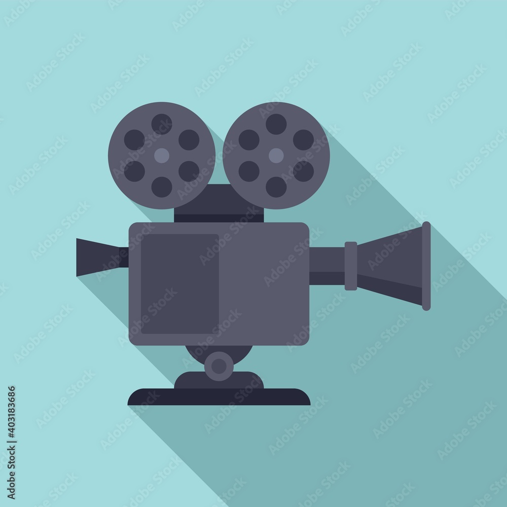 Poster retro video camera icon. flat illustration of retro video camera vector icon for web design