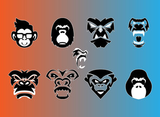 Vector illustration of a gorilla, monkey head. simple gorilla or monkey head logo and icon