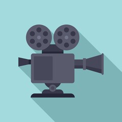 Retro video camera icon. Flat illustration of retro video camera vector icon for web design