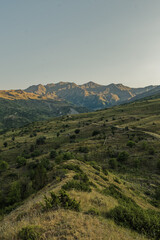 Fototapeta na wymiar Mountain peaks of Grammos range during summer.
