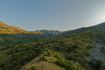 Fototapeta na wymiar Mountain peaks of Grammos range during summer.