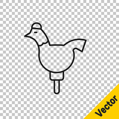 Black line Candy cockerel lollipop on a stick icon isolated on transparent background. Vector.