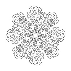 Coloring book, mandala, fantastic flower, Mehndi flower pattern . For adults and older children.