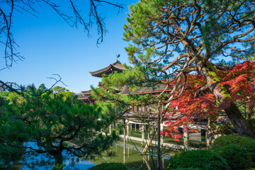 Fototapeta premium 京都 平安神宮の泰平閣と紅葉