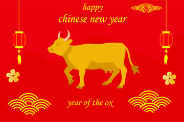Fototapeta na wymiar Chinese New Year greeting card vector concept. Happy Chinese New Year year of the ox