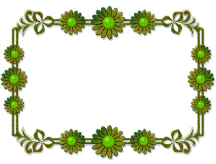 Fototapeta premium Creative composition with the image of a frame made of patterned elements. Object close-up on a white background. Material for printing on paper or fabric.