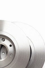 Brake discs isolated on white. Auto parts