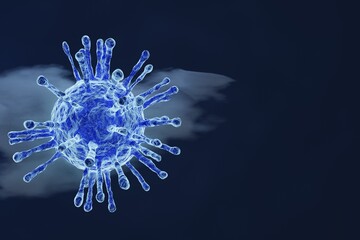 3d rendering of the corona virus covid19 cell seen micro. Virus floating in a cellular environment , coronaviruses influenza background