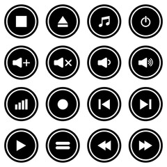 media player icon set vector symbol