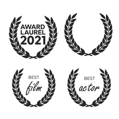 Film Awards, gold award. Winner triumph and success vector laurel