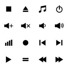 media player icon set vector symbol