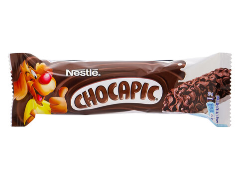 BUCHAREST, ROMANIA - APRIL 14, 2015. Nestle Chocapic Cereal Bar. Nestle Chocapic can be a healthy snack with less calories and many vitamins and minerals