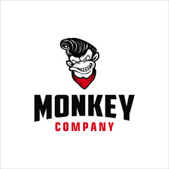 Monkey with pompadour hairstyle in retro design