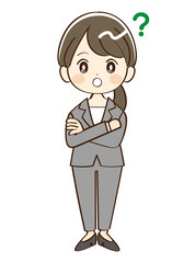 女性、スーツ、疑問