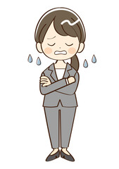 女性、スーツ、困惑