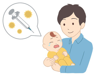 赤ちゃんの予防接種　父親(線無し)