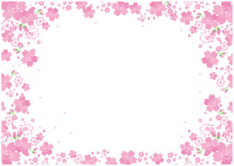 Obraz na płótnie Canvas 桜の花びら　フレーム枠