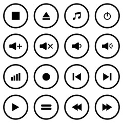 media player icon set vector symbol