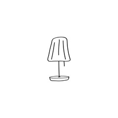 Table lamp doodle icon. Cute hand drawn vector illustration