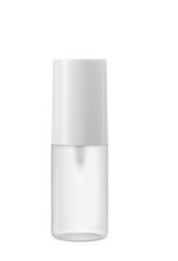 Plastic clear bottle white cap for medicine or cosmetics cream, gel, skin care isolated on white background