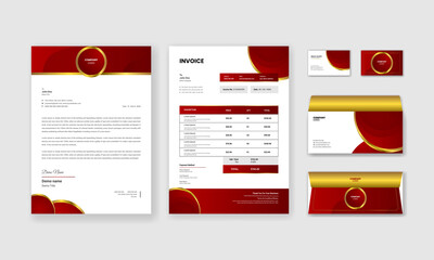 Fototapeta na wymiar Luxury brand identity design template, Corporate business red stationary design, Corporate identity design