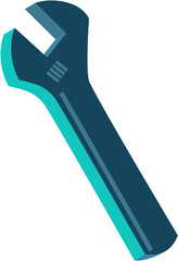 Monkey wrench tool 3d blue vector graphic icon illustration isolated