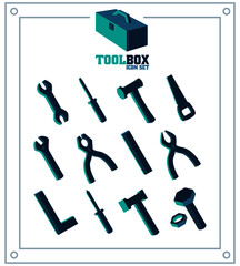 Tool icon set. Construction tool icons. Instrument collection - vector illustration isolated