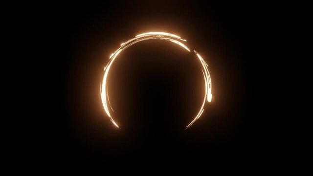 Abstract seamless loop of 3D render glowing gold circle. Abstract futuristic motion background seamless loop. Video 3d animation Ultra HD 4K 3840x2160