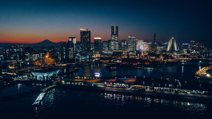 The night view of  Yokohama