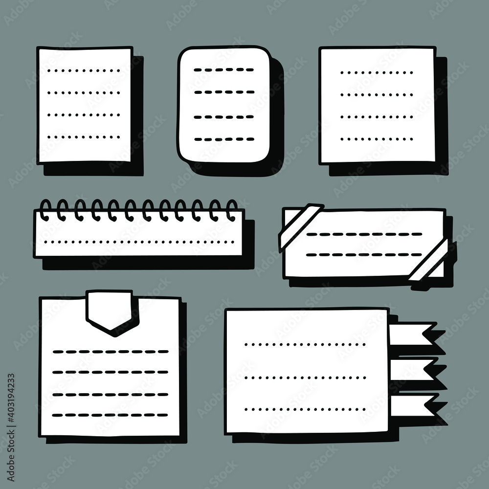 Aufkleber rectangular and square vector paper pieces with lines monochrome hand drawn element set isolated on 