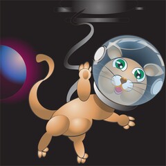 Cat in  Outer Space Cartoon Character