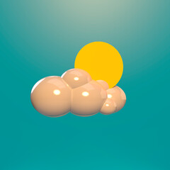 3d illustration of cloud with shinning sun.
