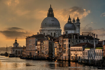 Naklejka na ściany i meble The grand canal in Venice Italy looking towards Basilica di Santa Maria della Salute from Acadamia Bridge
