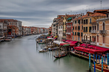 Fototapeta na wymiar The view from Rialto Bridge in Venice Italy, Mediterranean destination and landmark