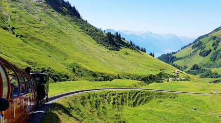 Ausblick von der Rothornbahn in der Schweiz. Landschaft um den Rothorn.