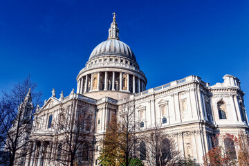 Fototapeta na wymiar St Paul’s Cathedral in London England UK built by Sir Christopher Wren which a popular tourism travel destination visitor landmark of the city stock photo image