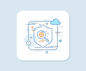 Search statistics line icon. Abstract vector button. Find analysis sign. Search statistics line icon. Protect shield concept. Vector