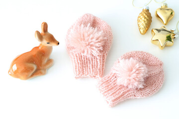 cute baby hand knitted wool mittens