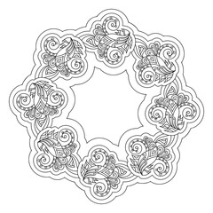 Mandala. Coloring book page . Doodle Linear art. Anti stress for adults and children .