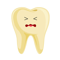 Yellow tooth cartoon character. It would like a clean and polish. Vector illustration.