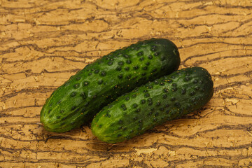 Ripe fresh green two cucumbers